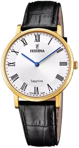 Festina Herrklocka F20016-4 Swiss Made Vit/Läder Ø39 mm