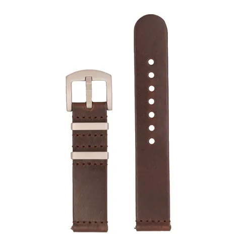 Schipper Mörkbrunt Läder Klockband | 18mm | Silverfärgat Spänne | Fjäderstift