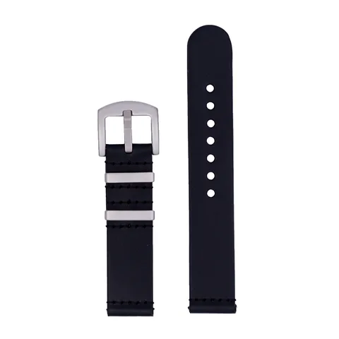 Schipper Svart Läder Klockband | 18mm | Silverfärgat Spänne | Fjäderstift